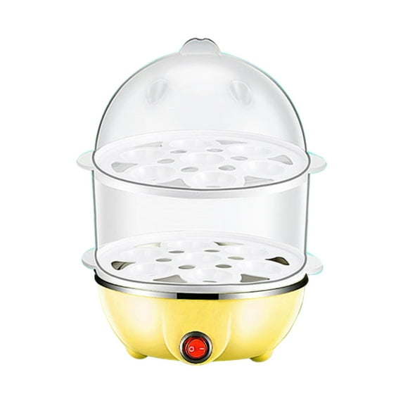 Double Layer Egg Cooker 5.9x5.9x8.66in 350W Steamer For Eggs Baby Food Milk Warming(Yellow2)