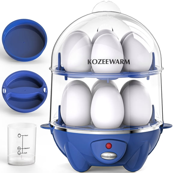 Double Layer Egg Cooker -Electric Egg Steamer Holds 14 Eggs-for Boil, Poach, Steam Eggs & Veggies, Compact Breakfast Appliance