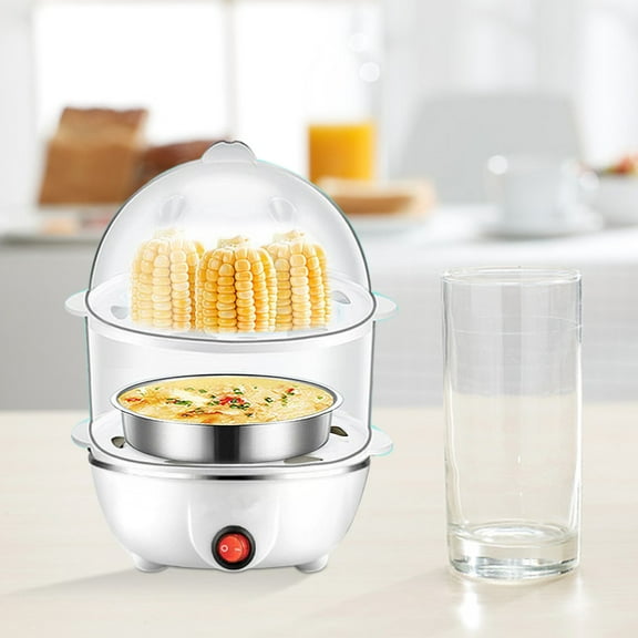 Double Layer Egg Cooker Steamer Mini Multifunctional Steam Pot for Corn Milk Breakfast Kitchen Appliance