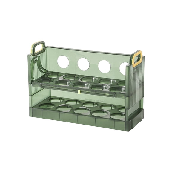 Double Layer Egg Storage Box for Refrigerator | Holds 20 Eggs | Transparent Green Plastic Food Preservation Container