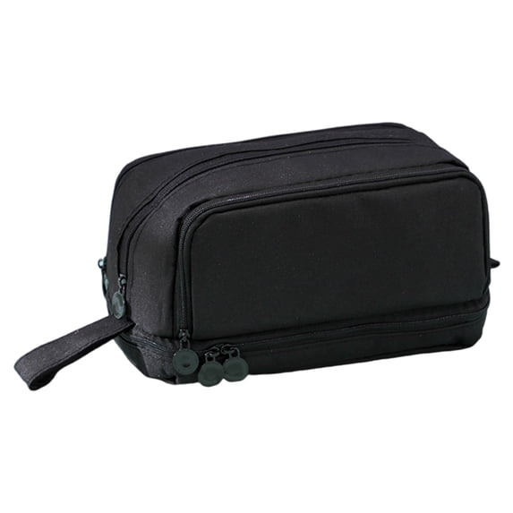 Double Layer Extra Large Pencil Pouch Two Way Zipper Portable Pen Organizer Multifunctional Stationery Storage Black