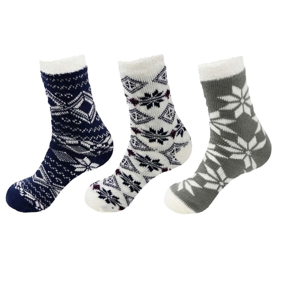 BambooMN Women's Double Layer Extra Thick Socks - Assortment B - One-Size - 3 Pairs