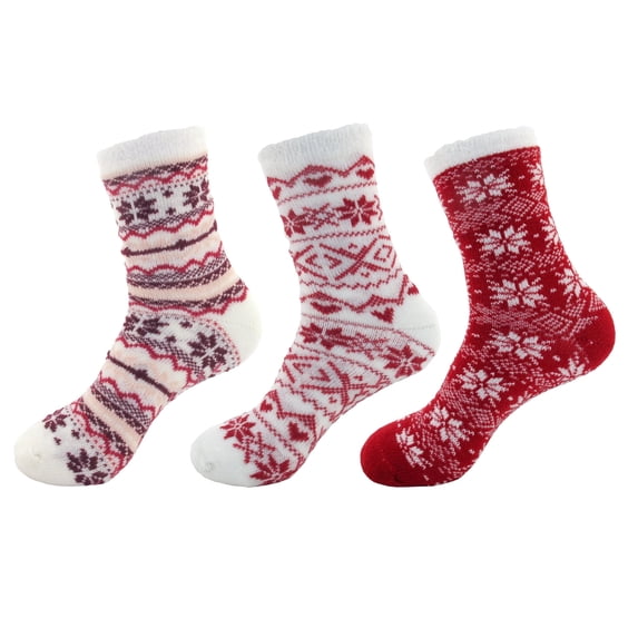 BambooMN Women's Double Layer Extra Thick Socks - Assortment C - One-Size - 3 Pairs