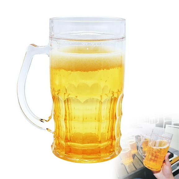 Double Layer Mug - Extra Large Capacity Funny Novelty Cup with Handles, Realistic Glass-Look Prank Toy for Parties, Gags & Home Bar Decor