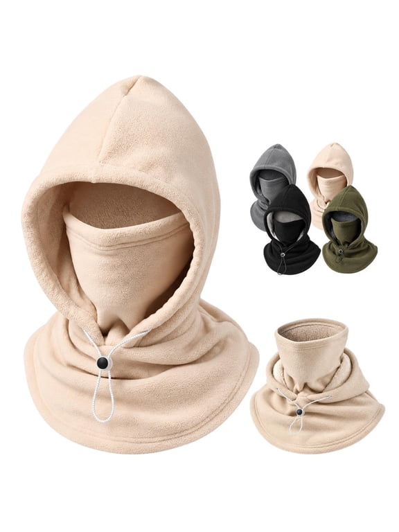 Double Layer Fleece Hooded Hat, 3-in-1 Fleece Double Layer Integrated Hat