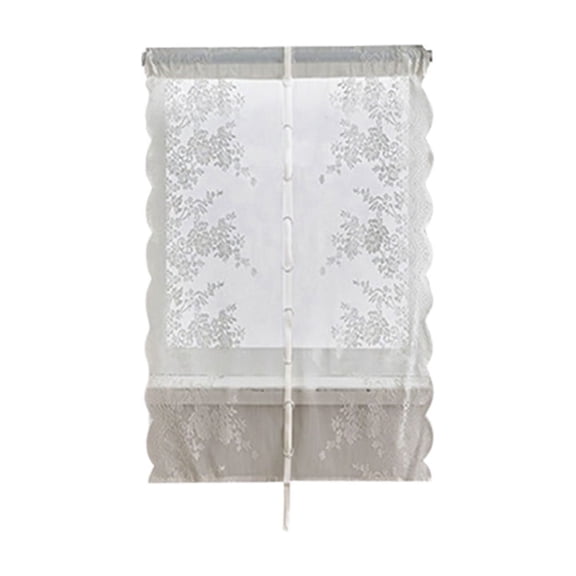 Double Layer Floral Drawstring Curtain with Rod Pocket, Lace Sheer & Blackout Drapes for Bedroom, Living Room, Kitchen & Home Decor