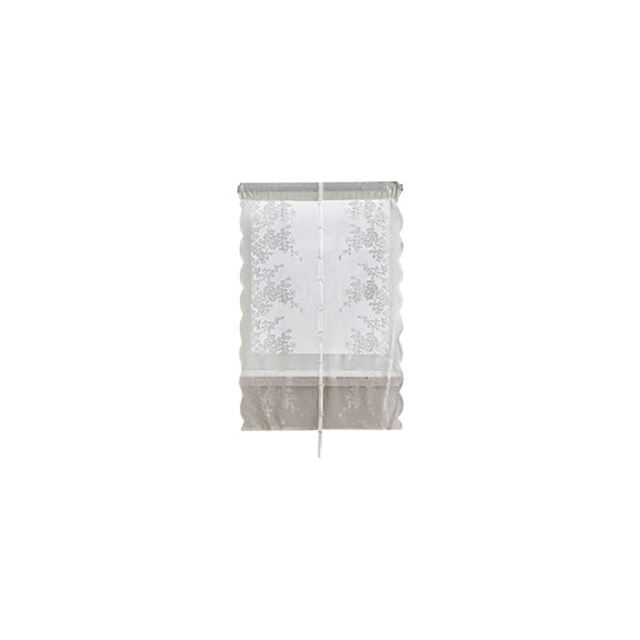 Double Layer Floral Drawstring Lace Sheer Curtain for Bedroom Living Room, Rod Pocket Semi Sheer Window Screen, Light Filtering Short Curtain for Kitchen Balcony Partition