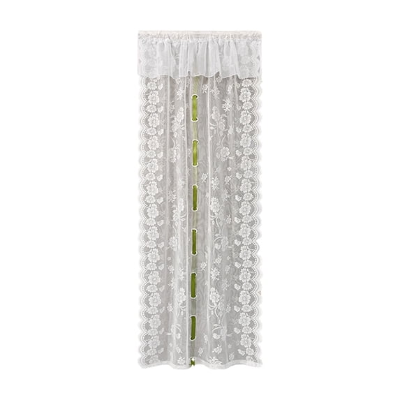 Double Layer Floral Lace Tie Top Curtain, Rod Pocket Sheer Window Panel, Light Filtering Curtain for Bedroom Living Room and Kitchen Decor Gift