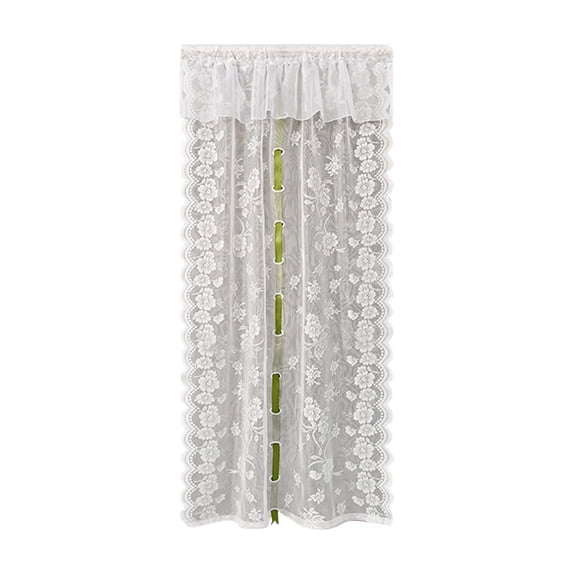 Double Layer Floral Lace Tie Top Curtain, Rod Pocket Sheer Window Panel, Light Filtering Curtain for Bedroom Living Room and Kitchen Decor Gift