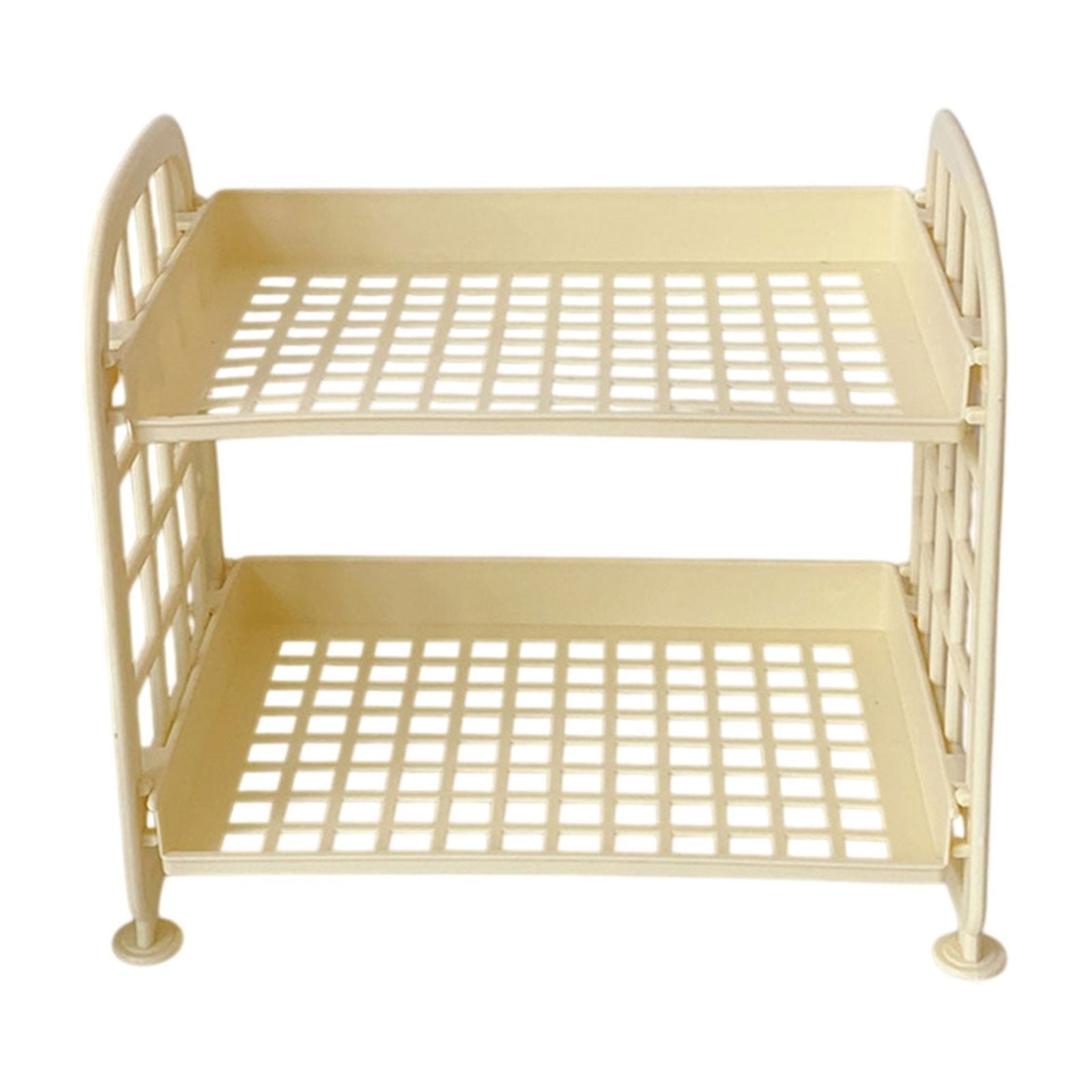Double-Layer Foldable Storage Rack, Plastic Mesh Organizer Shelf for ...