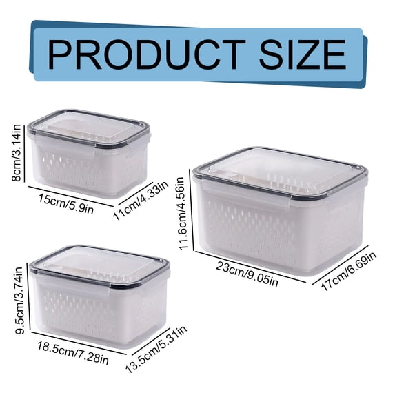 Double-Layer Food Storage Container with Removable Colander - Medium Leakproof Produce Keeper for Fridge
