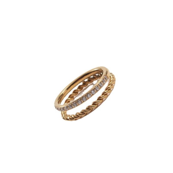 Double Layer Fried Dough Twists Zircon Ring