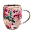 thumbnail image 1 of Double Layer Glass Coffee Mug With Handle, Insulated Layer Flowers Coffee Cup With Gypsophila Flower For Mothers Day Gifts, 1 of 4