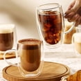 thumbnail image 1 of Double Layer Glass Cup with Handle - 12 oz Insulated Coffee Tea Mug, Heat Resistant Milk Cup for Home, Office, Dishwasher Safe, White, Size M, 1 of 3