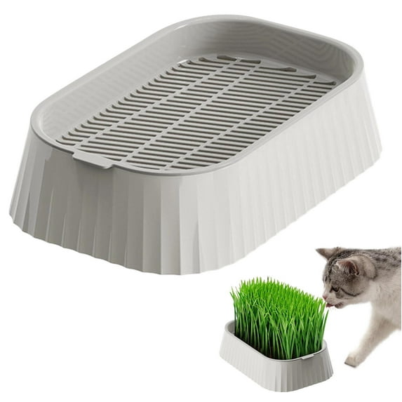 Double Layer Grass Planter Tray, Soilless Wheatgrass Grower Kit with Drainage Holes and Water Reservoir, Indoor Gardening Supplies for Cat Grass, Microgreens, Herbs, Pet Grass Planter Box for Home