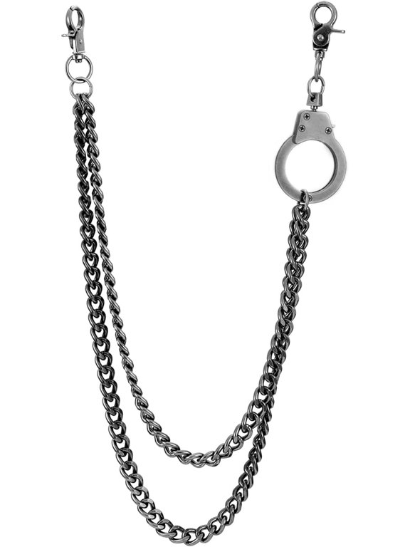 Double Layer Gunmetal Jeans Chain- Punk Hip Hop Handcuff Keyring Waist Keychain- Streetwear Pants Accessory - Stage-Ready Rock Concert- Unisex Gothic Industrial Belt Chain