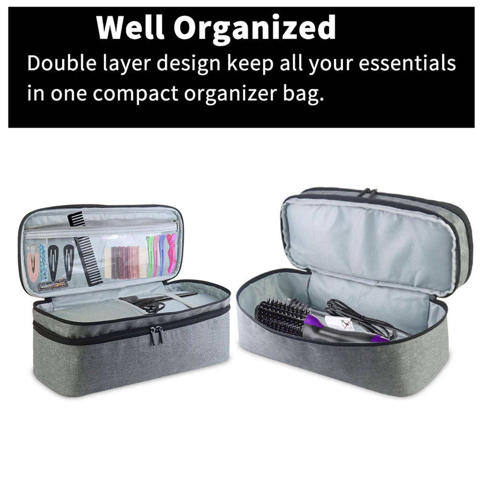 Double Layer Hair Dryer Bags Toiletry Bag Organizer Bag Large Makeup Case Dust Protection Bag for Bathroom Travel Home Walmart