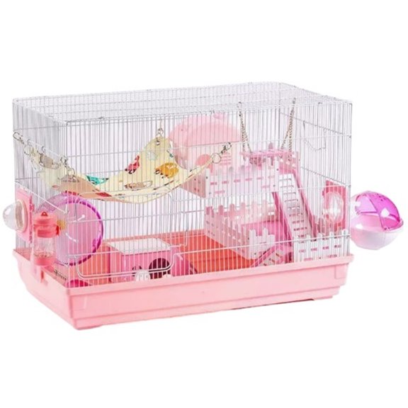 Double Layer Hamster Cage Spacious Habitat with Accessories for Small Pets