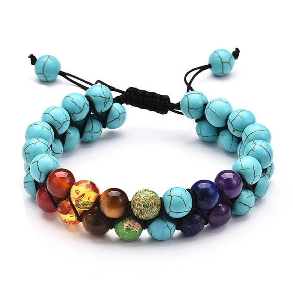 Double-Layer Healing Anxiety 7-Chakra Bracelet Natural Gemstone Crystal Yoga