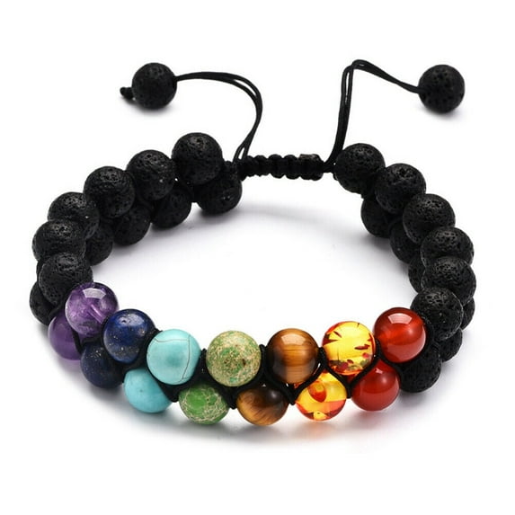 Double-Layer Healing Anxiety 7-Chakra Bracelet Natural Gemstone Crystal Yoga