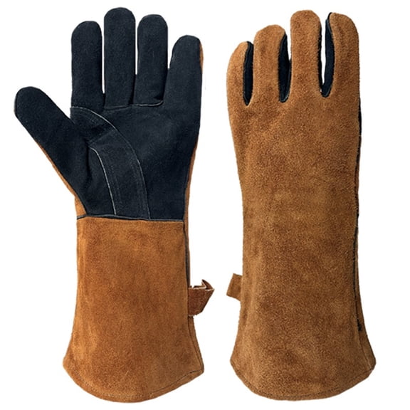 Double Layer Heat Resistant Gloves for BBQ Grilling Fireplace Camping Welding & Work Thick Wear-Proof Protective Mitts for High Temperature Tasks