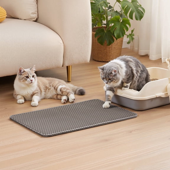Double Layer Honeycomb Cat Litter Trapping Mat - Non-Slip, Urine-Proof, 24x15 Inches, Extra Large Floor Protector for Litter Box Areas