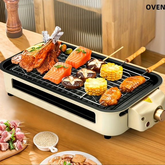 Double - Layer Indoor Electric Grill - Commercial - Grade Metal BBQ with Temperature Control, Portable for Family Gatherings & Parties, Ideal Holiday Gift