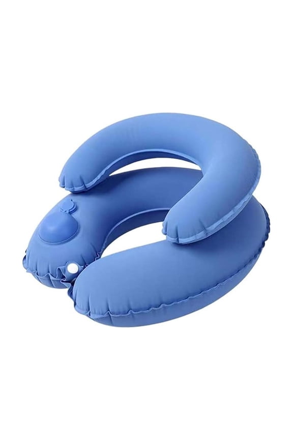 Double-Layer Inflatable Travel Neck Pillow - Portable Press-to-Inflate Air Pillow for Headrest, Sleep Car Office Use, Ergonomic 360° Support