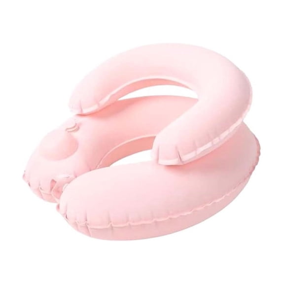 Double-Layer Inflatable Travel Neck Pillow, Portable Press-to-inflate Air Pillow for Headrest Sleep, Car, Office Use, Adjustable U-Shape Airplane Pillows for Flights