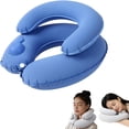 thumbnail image 1 of Double Layer Inflatable Travel Neck Pillow, Portable, Foldable Press-Inflating U-Shaped Air Pillow With Milk Velvet Cover, for Airplane Car Office, 1 of 9
