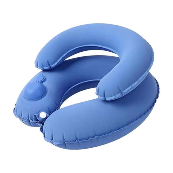 Double Layer Inflatable Travel Neck Pillow Press To Inflate Ergonomic 360 U Shaped Airplane Headrest Support for Car Office Nap Portable