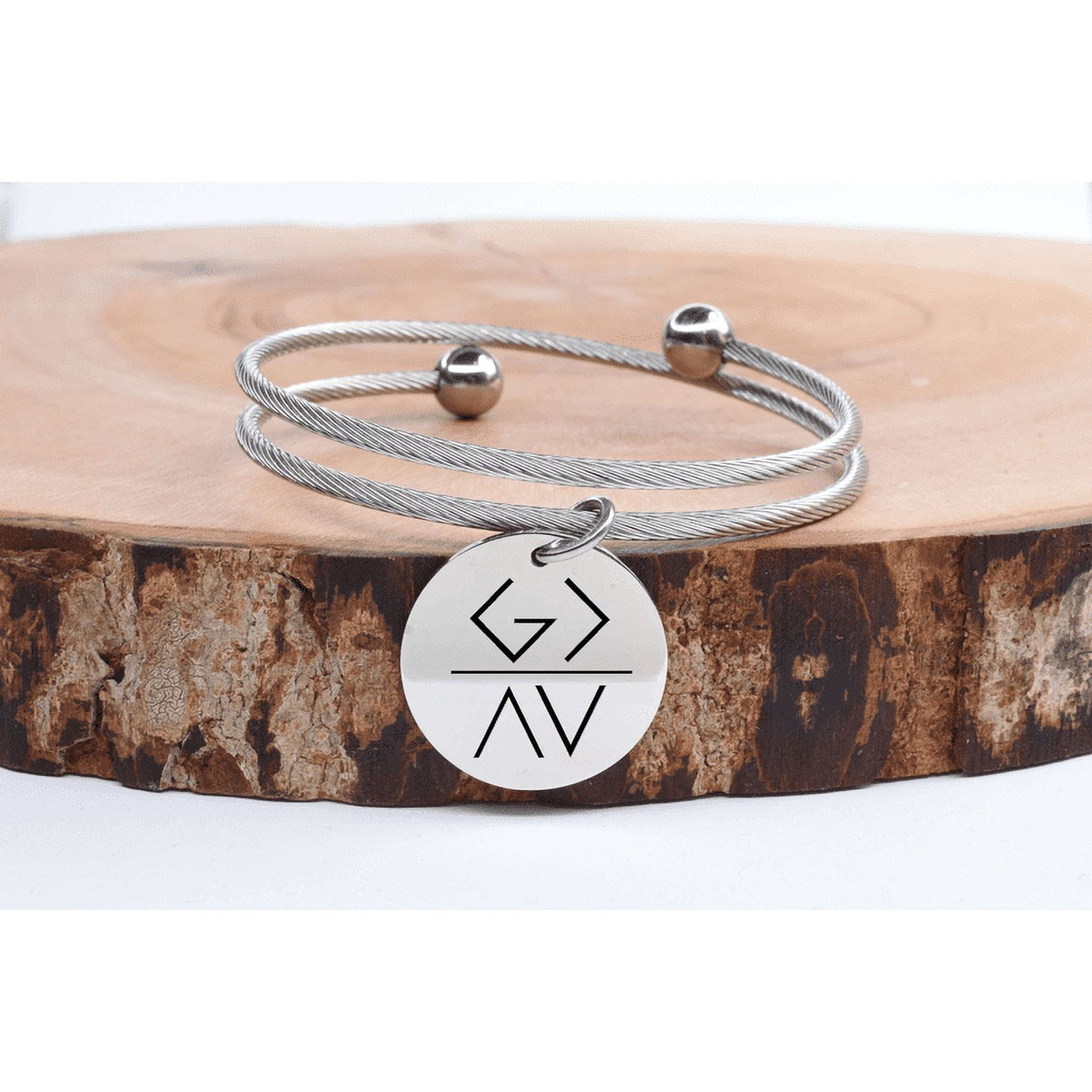 Cable Bangles Double Layer Inspirational Cable Bangle With Ball Tip By Pink Box GOD ...