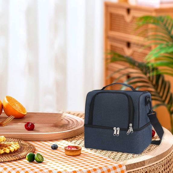 Double Layer Insulated Lunch Backpack, Leakproof Thermal Lunch Bag for Men Women, Large Capacity Soft Cooler Pack for Work Travel