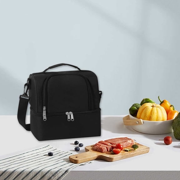 Double Layer Insulated Lunch Backpack, Leakproof Thermal Lunch Bag for Men Women, Large Capacity Soft Cooler Pack for Work Travel