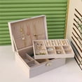 thumbnail image 1 of Double-Layer Jewelry Storage Box Portable Travel Jewelry Holder Organizer Storage Ring Necklace Jewellery Jewlery Display WHITE, 1 of 6