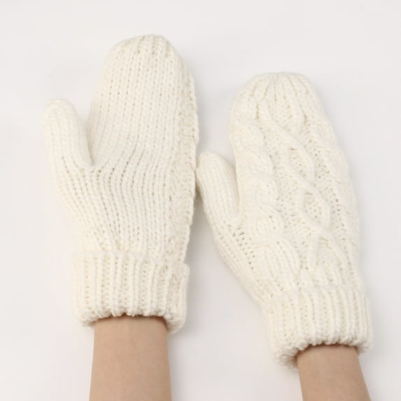 Double-Layer Knit Gloves - Winter Fleece-Lined Mittens for Outdoor Work (Windproof & Durable) Under 5$, Yubnlvae Winter Gloves for Women Warm Glove Windproof , White, One Size