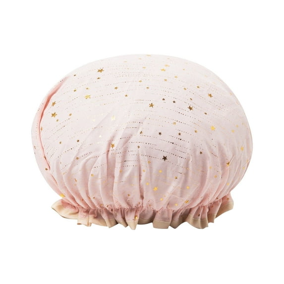 Double Layer Lace Shower Cap, Reusable Waterproof Elastic Bathing Cap for Spa, Hotel, Hair Salon, Adults & Kids, 1-Pack