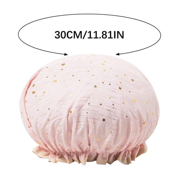 Double Layer Lace Shower Cap with Elastic Band for Bathing Spa Hotel ...
