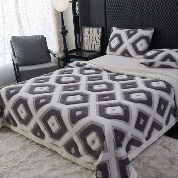 Double Layer Lambskin Throw Blanket Soft Warm Material For Sofa Bed All Seasons Use Washable Lightweight Design Measuring 59x78.7 Inches (Dark Gray)