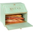 thumbnail image 1 of Double Layer Large Bread Box for Kitchen Counter, Retro Design Wooden Large Capacity Bread Storage Bin (Mint Green), 1 of 14
