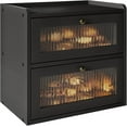 thumbnail image 1 of Double Layer Large Bread Box for Kitchen Counter, Wooden Corner Bread Storage Container with Acrylic Window, Black, 1 of 14