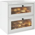 thumbnail image 1 of Double Layer Large Bread Box for Kitchen Counter, Wooden Corner Bread Storage Container with Acrylic Window, White, 1 of 7