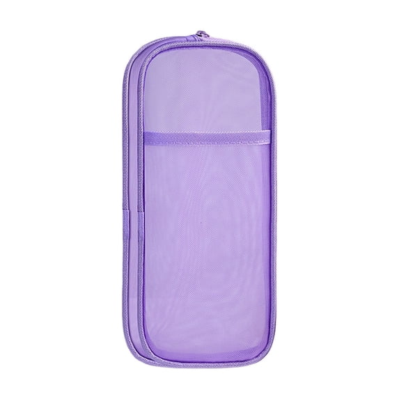Double Layer Large Capacity Pencil Case,Fashion Aesthetic Canvas Stationery Bag for Make-up Brush & Stationery Supplies Storage,Office Desk Organizer Bag,Purple