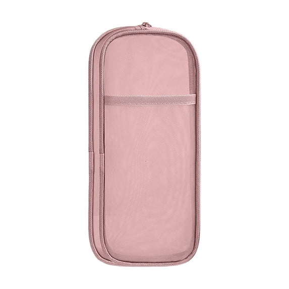 Double Layer Large Capacity Pencil Case,Fashion Aesthetic Canvas Stationery Bag for Make-up Brush & Stationery Supplies Storage,Office Desk Organizer Bag,Pink