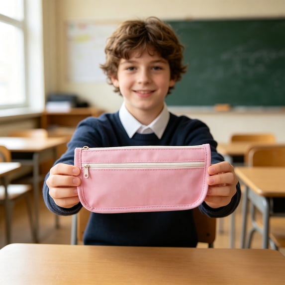 Double Layer Large Capacity Pencil Case Oxford Cloth Stationery Bag 2 Compartment Pouch for Campus Office College