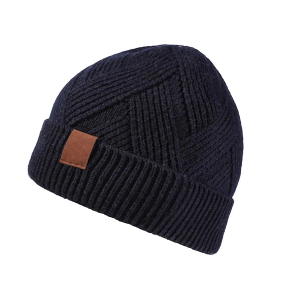 Double Layer Lined Earflap Beanie Unisex Knit Winter Hat for Men and Women Warm Thermal Headwear for Autumn and Winter