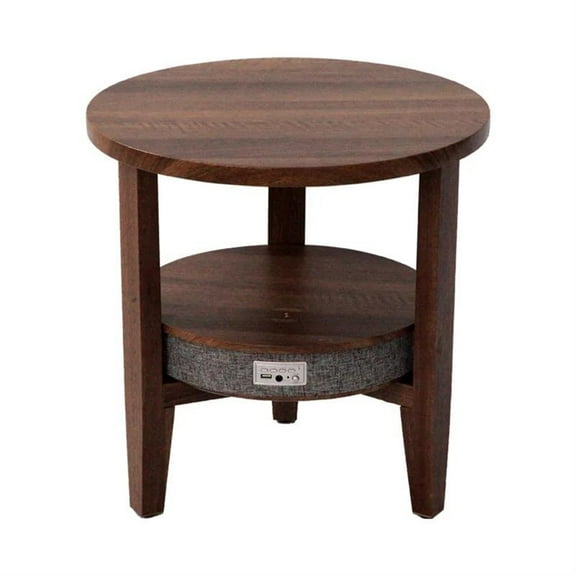 Double Layer Living Room Side Table With Bluetooth Speaker Smart Wireless Charging Corner Table Nordic Style Round Coffee Table