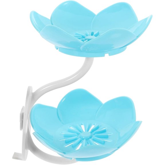 Double Layer Lotus Soap Holder Mint Blue Creative Draining Soap Box for Bathroom and Kitchen Easy Installation for Shower and Bathtub Use