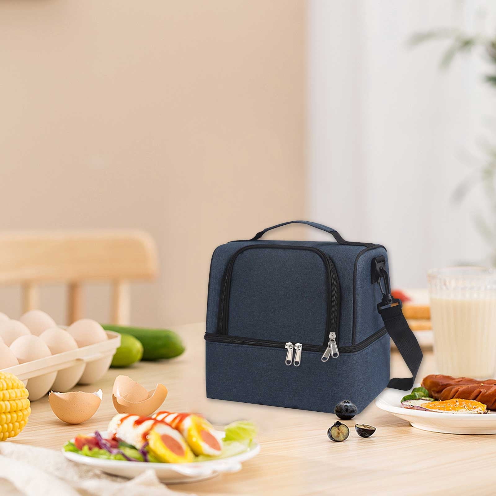 Double Layer Lunch Backpack Insulated Leakproof PEVA-Lined Cooler ...