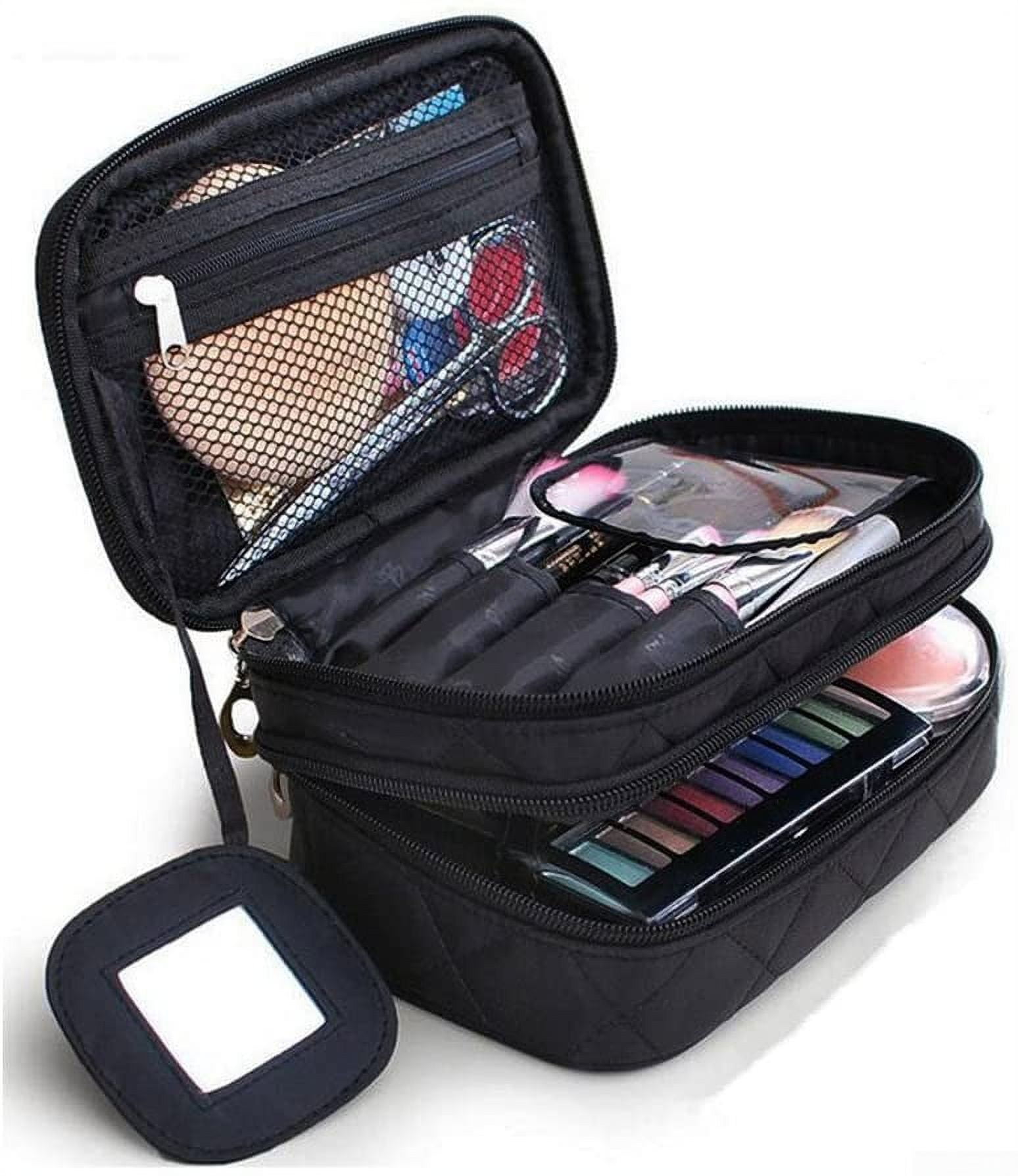 Nexpure Makeup Bag, Large Travel Makeup Bag Organizer Cosmetic Bags for Women Washable Make Up Bag Toiletry Bag with Handle and Divider Cosmetic Bags